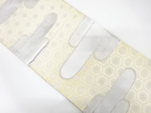 JAPANESE KIMONO / ANTIQUE FUKURO OBI / SILK / WOVEN EGASUMI PATTERN